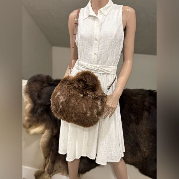 Brownish Handmade Natural Shearling Leather Top Handle Bag/ShoulderBag/Crossbody - Picture 10 of 16